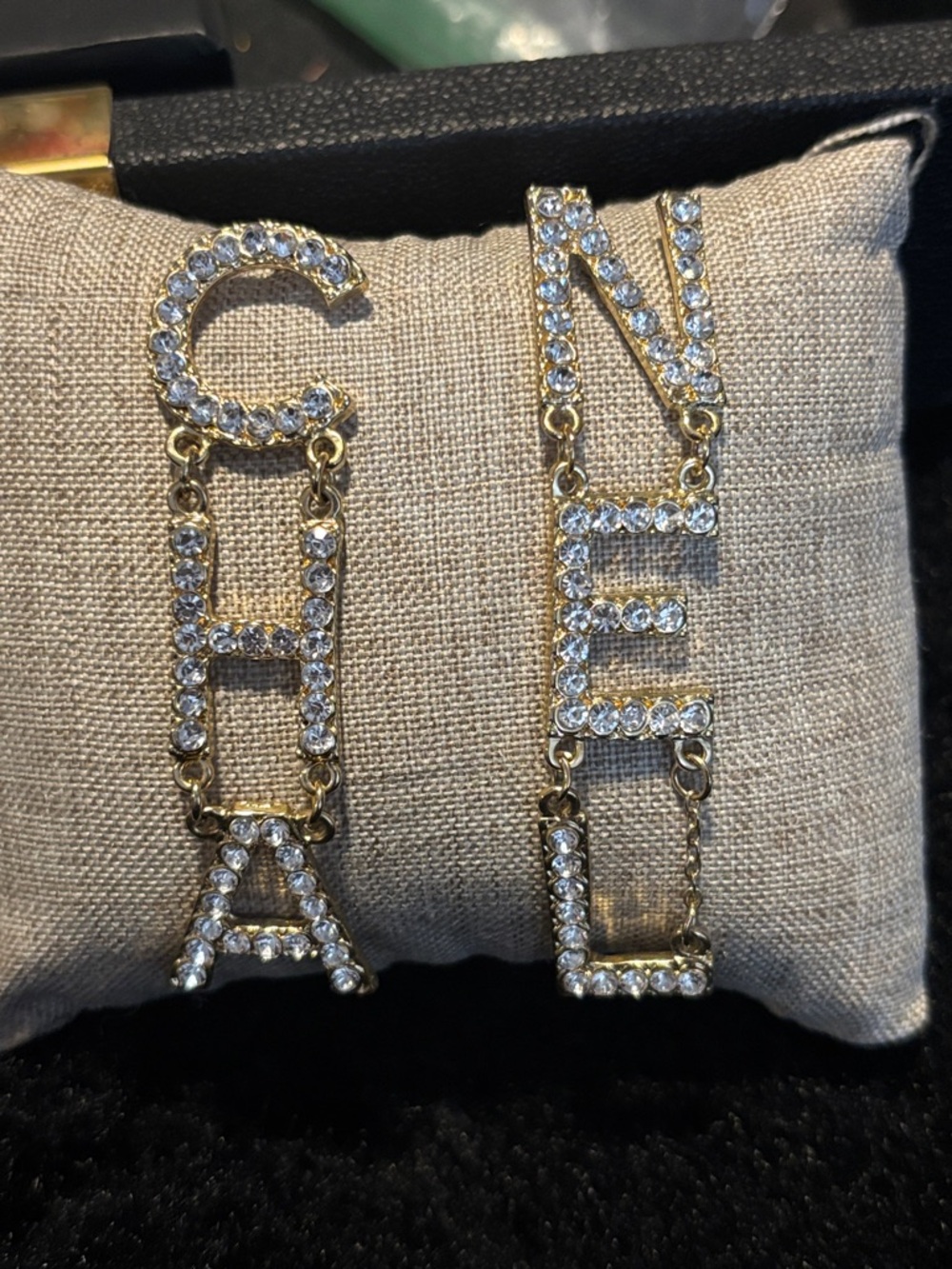 Gold Silver Rhinestones Long Earrings
